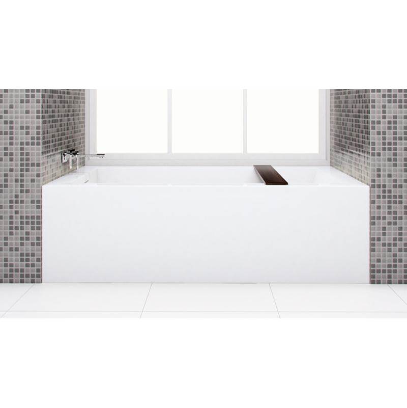 WETSTYLE Cube Bath 66 X 32 X 19.75 - 1 Wall - R Hand Drain - Built In Mb O/F & Drain - White True High Gloss