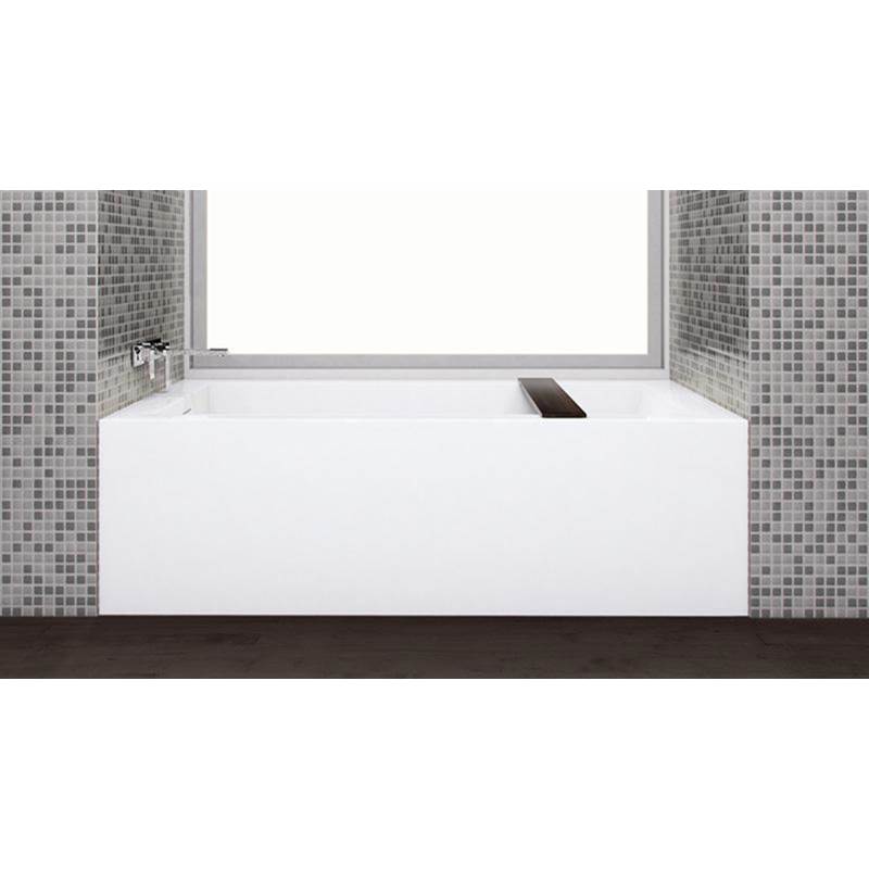 WETSTYLE Cube Bath 60 X 30 X 18 - 3 Walls - L Hand Drain - Built In Mb O/F & Drain - White True High Gloss