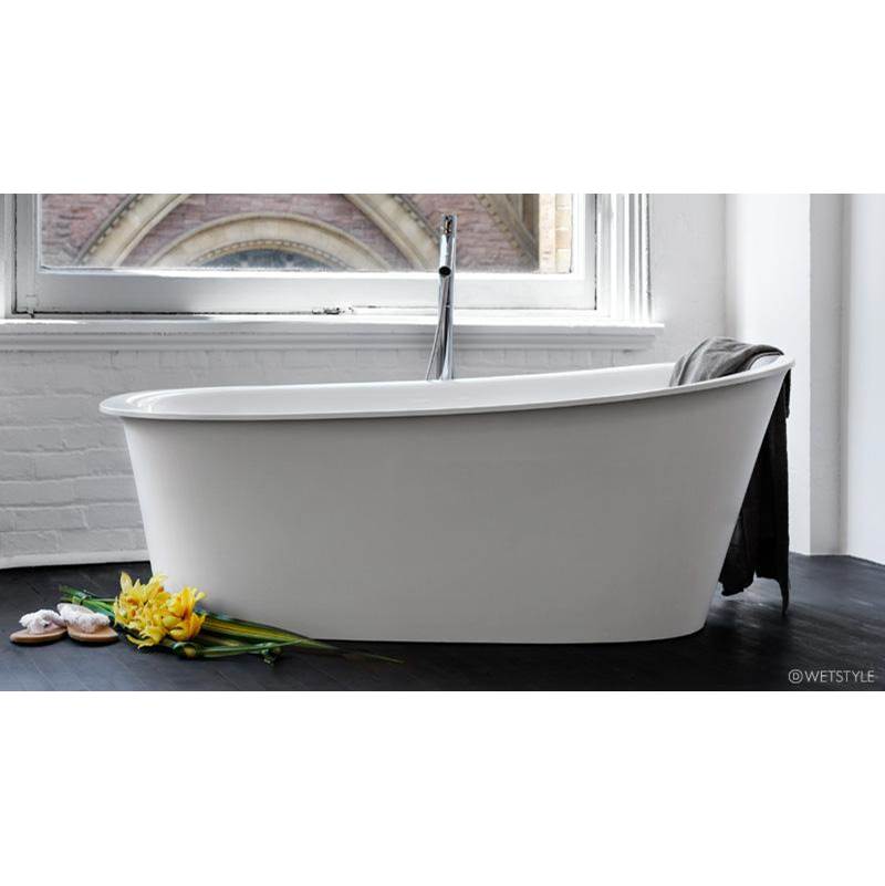 WETSTYLE Tulip Bath 64 X 34 X 25 - Fs  - Built In Nt O/F & Bn Drain - Copper Conn - White Dual