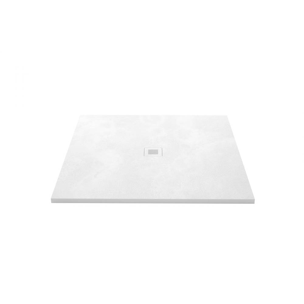 WETSTYLE Shower Base - Feel - 48 X 48 - Center Drain - White Concrete - 3 Cuts
